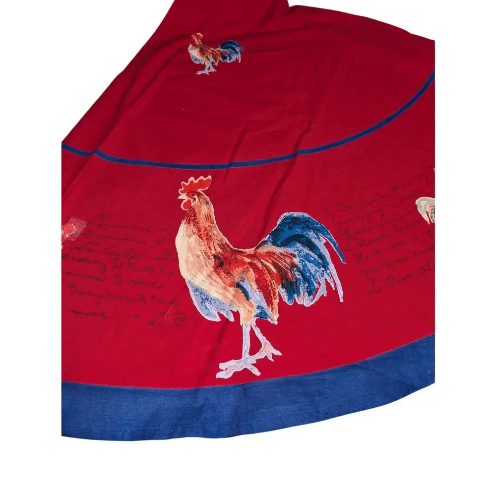 Williams Sonoma Red French Script Rooster 100% Cotton 70